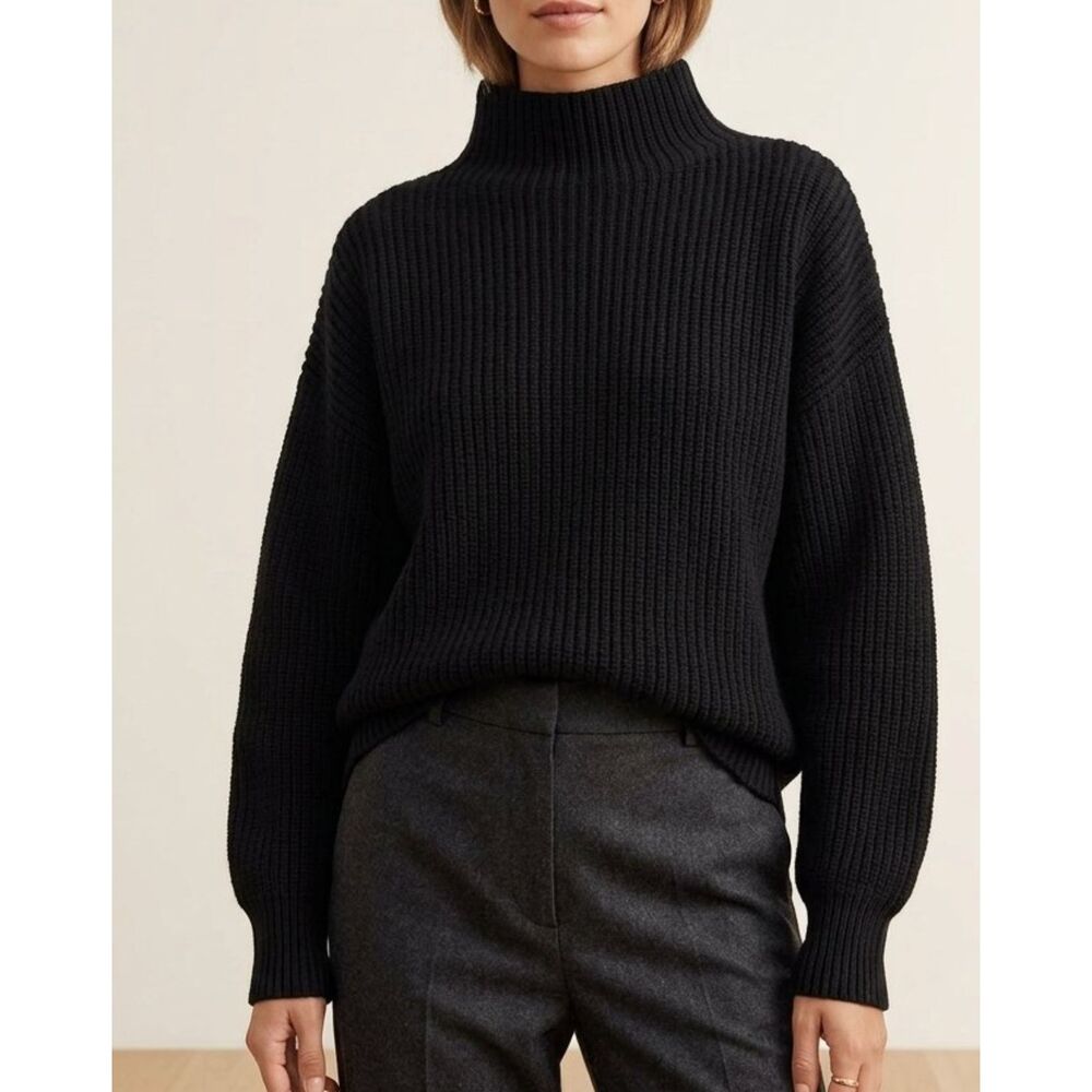 Aritzia Wilfred Montpellier Merino Wool Turtleneck Sweater Black Size S